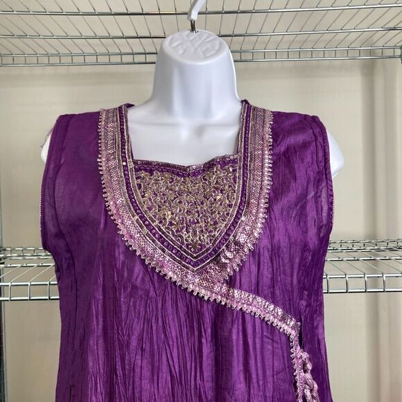 Women's Embroidered Sequins Sheath Dress‎ Sz 40 Sz M Indian Summer Festival - Picture 3 of 11